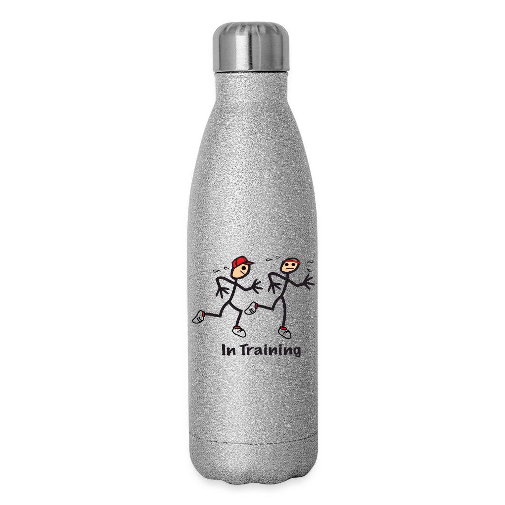in training Insulated Stainless Steel Water Bottle - silver glitter