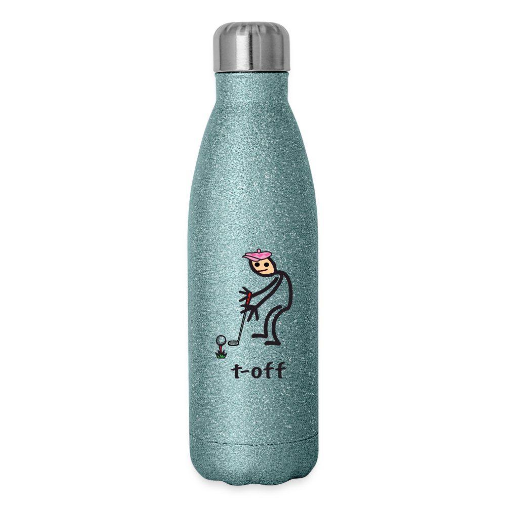 t-off Insulated Stainless Steel Water Bottle - turquoise glitter