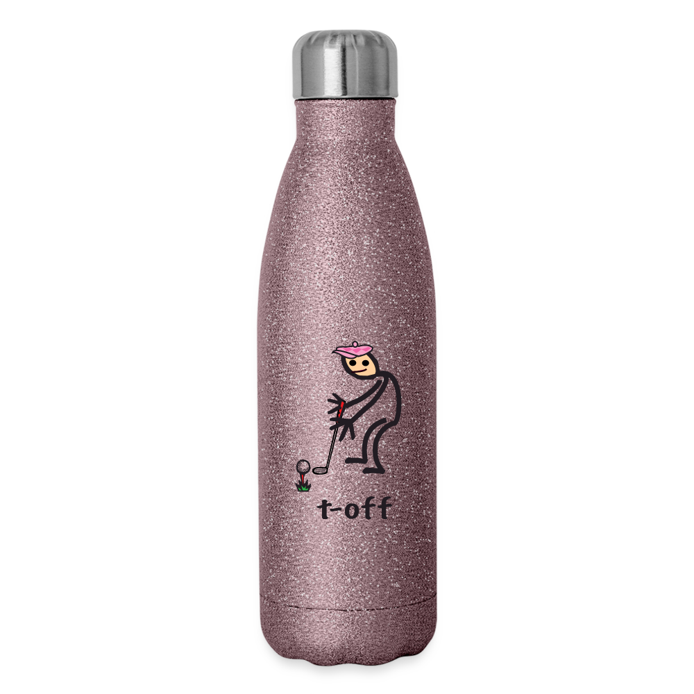 t-off Insulated Stainless Steel Water Bottle - pink glitter