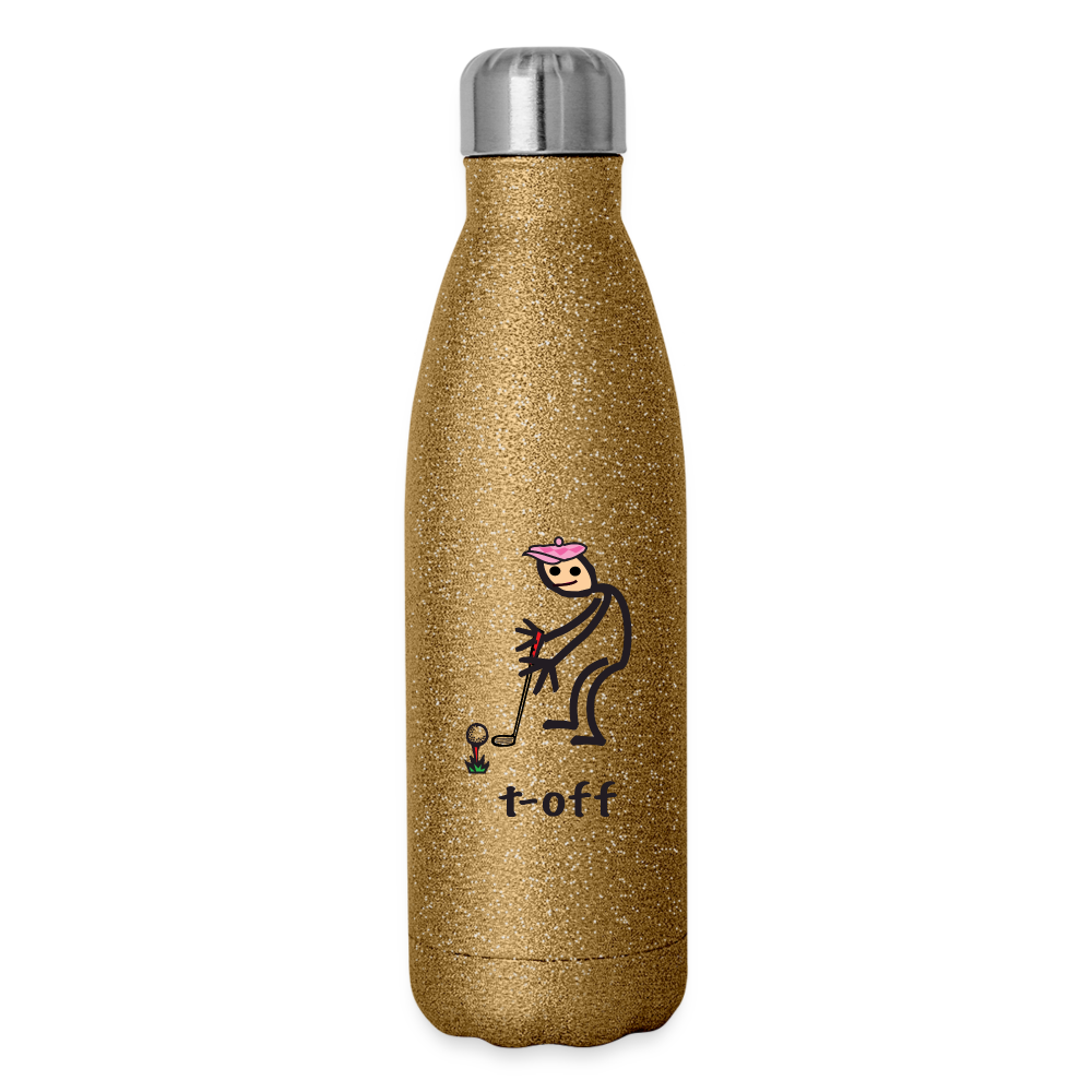 t-off Insulated Stainless Steel Water Bottle - gold glitter