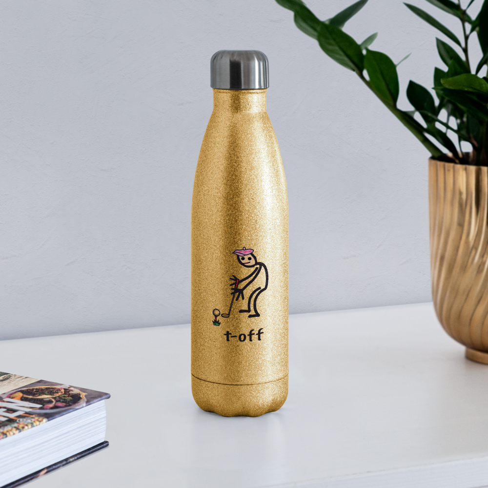 t-off Insulated Stainless Steel Water Bottle - gold glitter