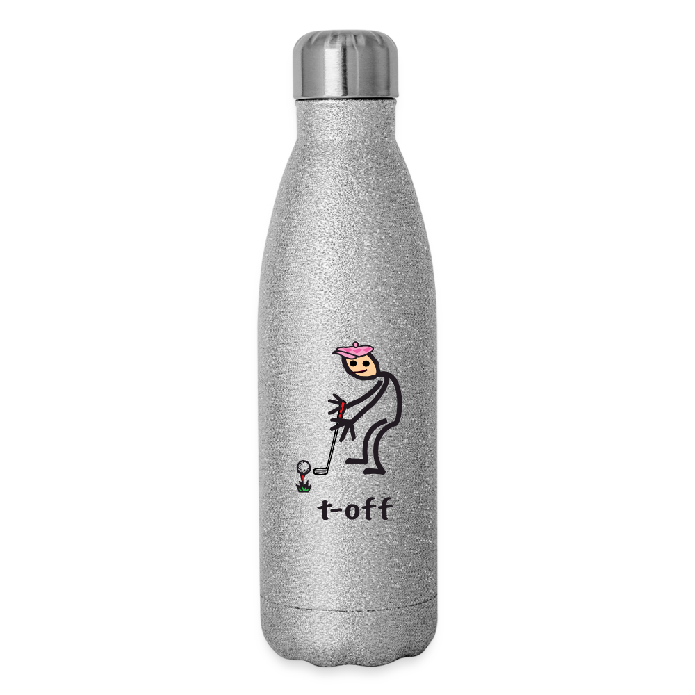 t-off Insulated Stainless Steel Water Bottle - silver glitter