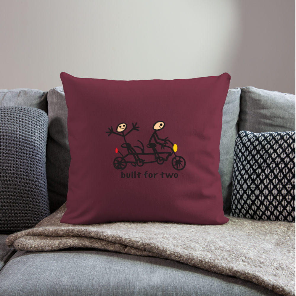 built for two Throw Pillow Cover - burgundy