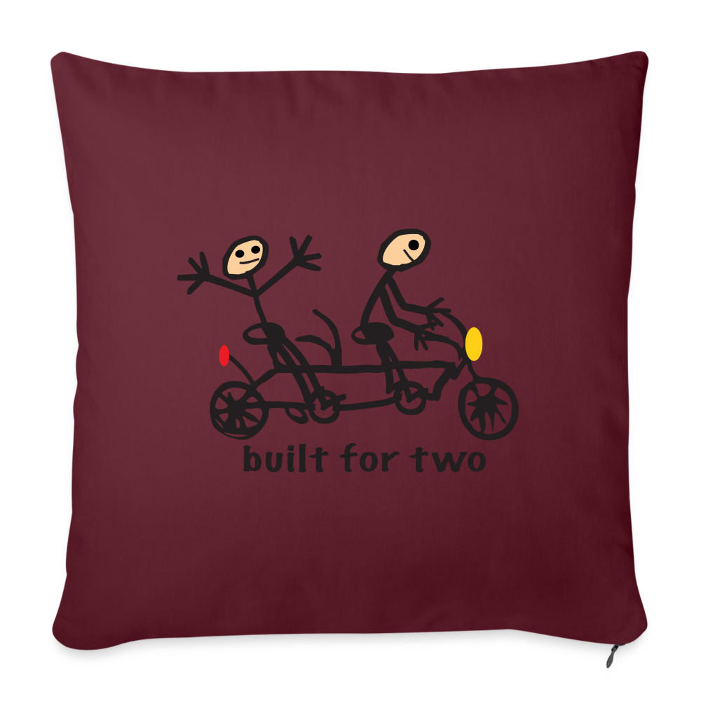 built for two Throw Pillow Cover - burgundy