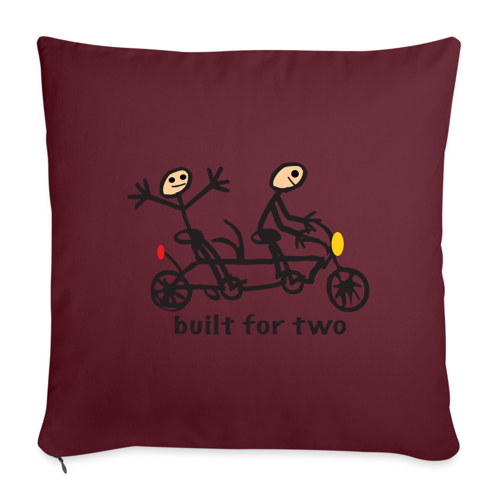 built for two Throw Pillow Cover - burgundy