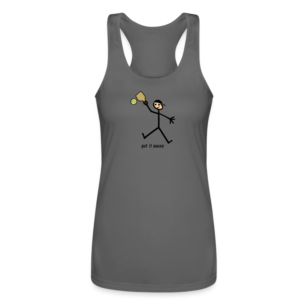 Put It Away Women’s Performance Racerback Tank Top - charcoal