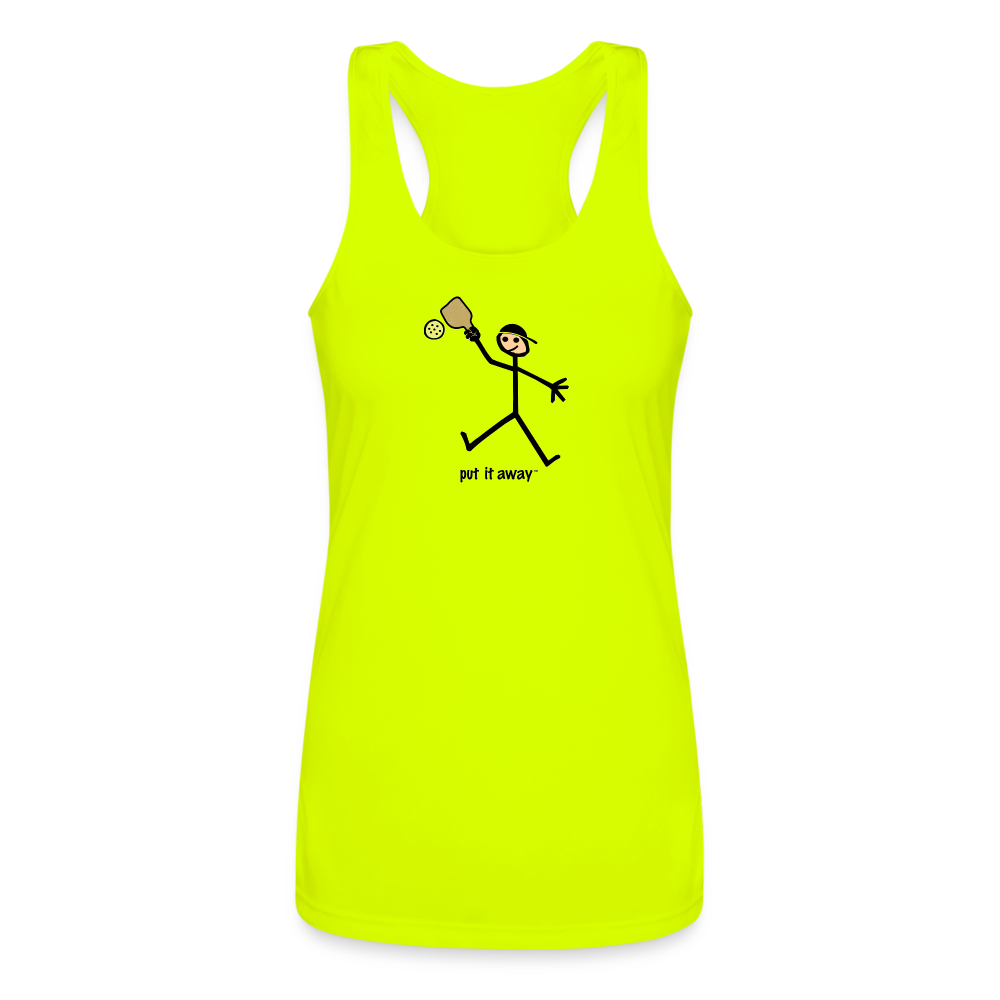 Put It Away Women’s Performance Racerback Tank Top - neon yellow