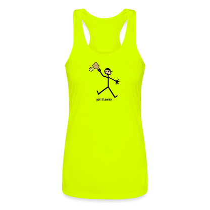 Put It Away Women’s Performance Racerback Tank Top - neon yellow