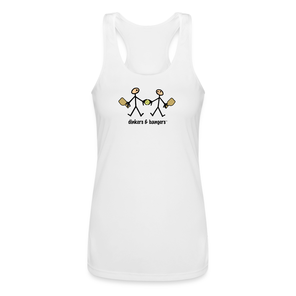 Dinkers & Bangers Women’s Performance Racerback Tank Top - white