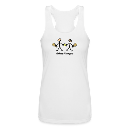 Dinkers & Bangers Women’s Performance Racerback Tank Top - white