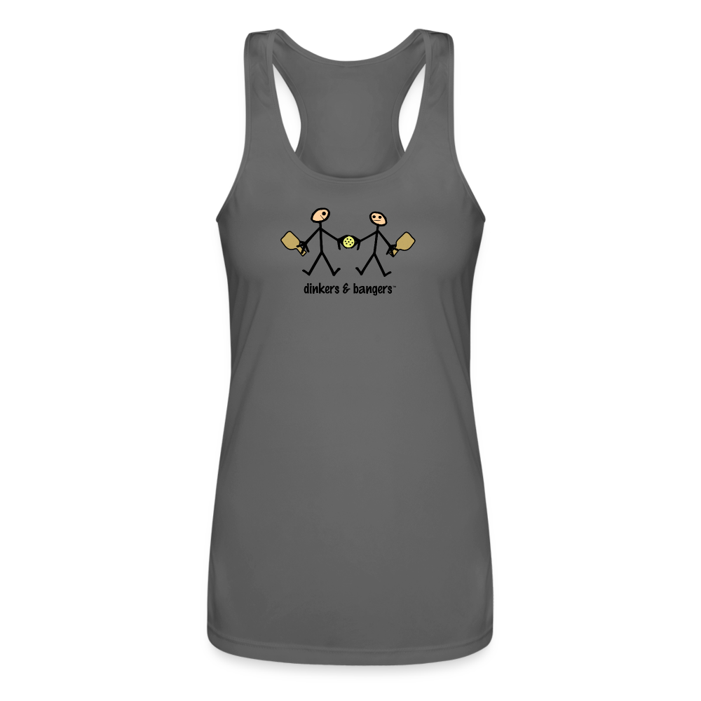 Dinkers & Bangers Women’s Performance Racerback Tank Top - charcoal